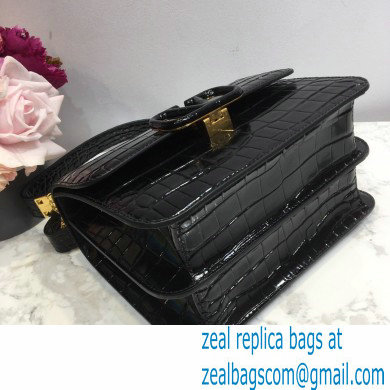 Valentino Large VSLING Shoulder Bag Croco Pattern Black 2020