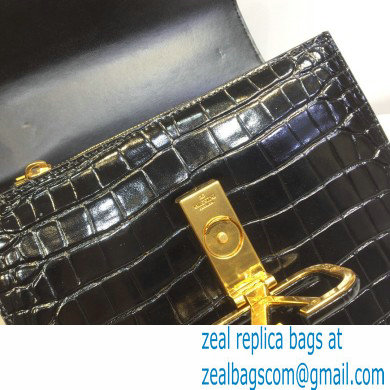 Valentino Large VSLING Shoulder Bag Croco Pattern Black 2020