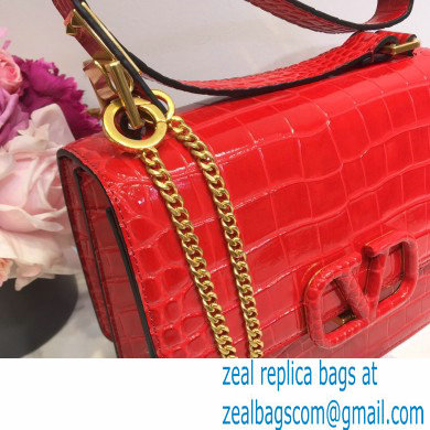 Valentino Large VSLING Shoulder Bag Croco Pattern Red 2020