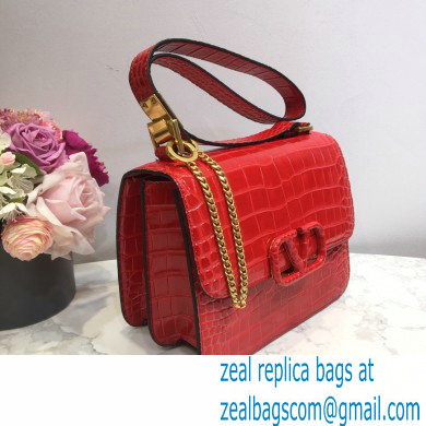 Valentino Large VSLING Shoulder Bag Croco Pattern Red 2020