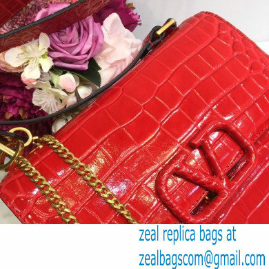 Valentino Large VSLING Shoulder Bag Croco Pattern Red 2020