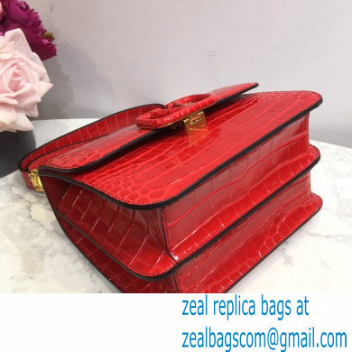 Valentino Large VSLING Shoulder Bag Croco Pattern Red 2020
