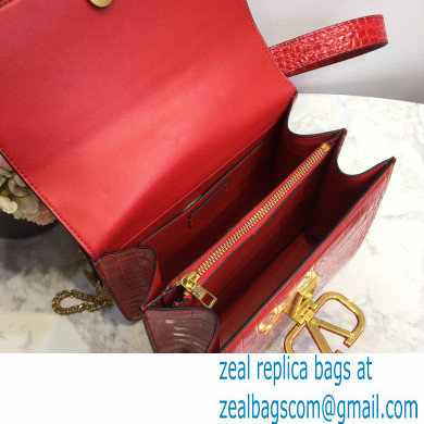 Valentino Large VSLING Shoulder Bag Croco Pattern Red 2020