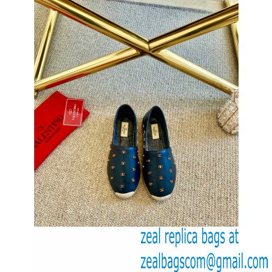 Valentino Metal VLogo Leather Espadrilles Black 2020