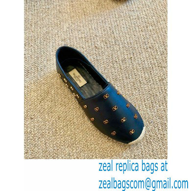 Valentino Metal VLogo Leather Espadrilles Black 2020