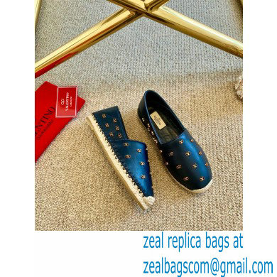 Valentino Metal VLogo Leather Espadrilles Black 2020