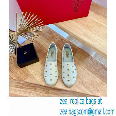 Valentino Metal VLogo Leather Espadrilles White 2020