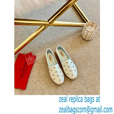 Valentino Metal VLogo Leather Espadrilles White 2020