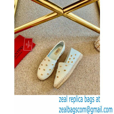 Valentino Metal VLogo Leather Espadrilles White 2020