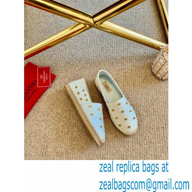 Valentino Metal VLogo Leather Espadrilles White 2020