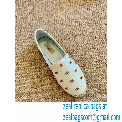 Valentino Metal VLogo Leather Espadrilles White 2020