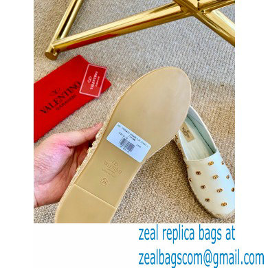 Valentino Metal VLogo Leather Espadrilles White 2020