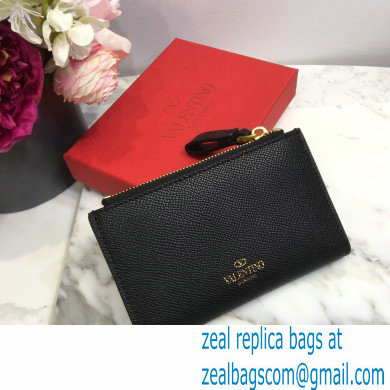 Valentino VSLING Calfskin Cardholder Black with Zipper 2020 - Click Image to Close