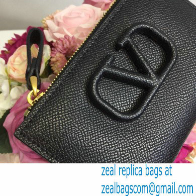 Valentino VSLING Calfskin Cardholder Black with Zipper 2020 - Click Image to Close