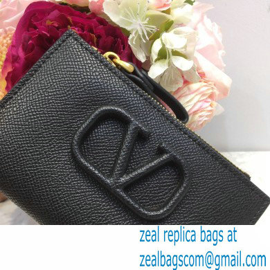 Valentino VSLING Calfskin Cardholder Black with Zipper 2020 - Click Image to Close