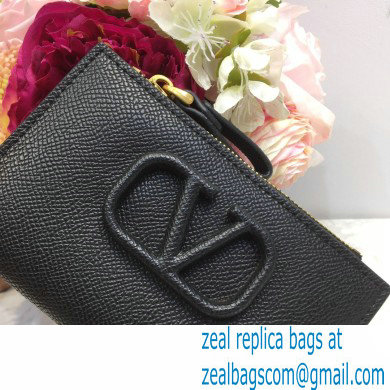 Valentino VSLING Calfskin Cardholder Black with Zipper 2020