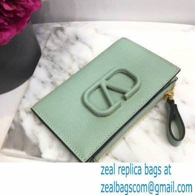 Valentino VSLING Calfskin Cardholder Light Green with Zipper 2020