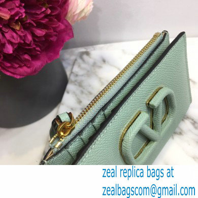 Valentino VSLING Calfskin Cardholder Light Green with Zipper 2020