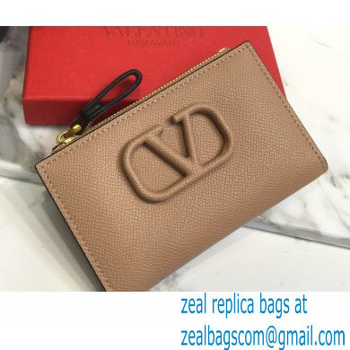 Valentino VSLING Calfskin Cardholder Nude with Zipper 2020