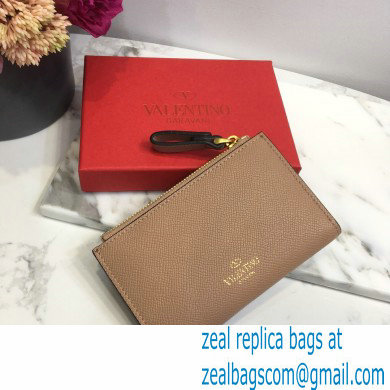 Valentino VSLING Calfskin Cardholder Nude with Zipper 2020