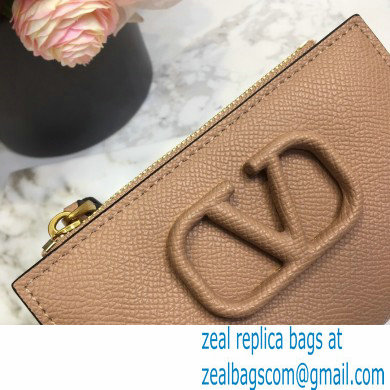 Valentino VSLING Calfskin Cardholder Nude with Zipper 2020