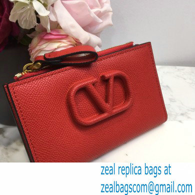 Valentino VSLING Calfskin Cardholder Red with Zipper 2020