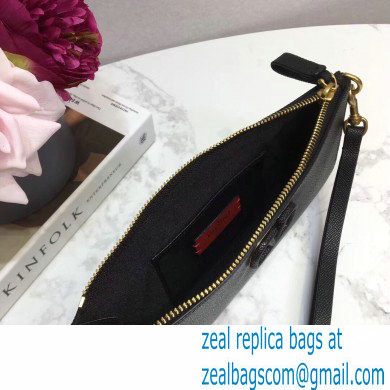 Valentino VSLING Calfskin Pouch Clutch Bag Black with Wristlet 2020 - Click Image to Close