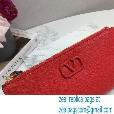 Valentino VSLING Calfskin Pouch Clutch Bag Red with Wristlet 2020