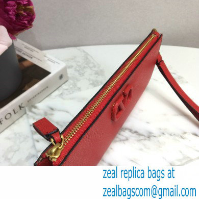 Valentino VSLING Calfskin Pouch Clutch Bag Red with Wristlet 2020 - Click Image to Close