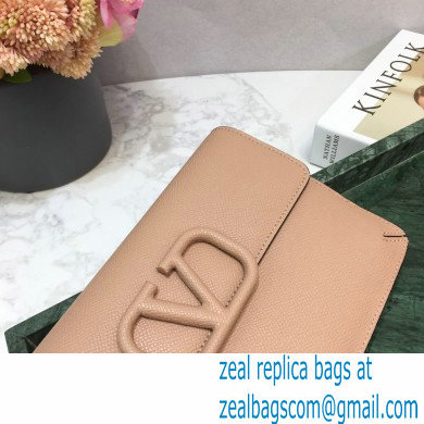 Valentino VSLING Calfskin Small Pouch Clutch Bag Nude 2020