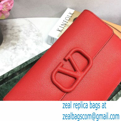 Valentino VSLING Calfskin Small Pouch Clutch Bag Red 2020