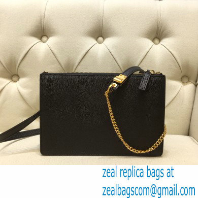 Valentino VSLING Grainy Calfskin Pouch Bag Black with Adjustable Strap 2020