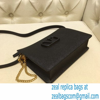 Valentino VSLING Grainy Calfskin Pouch Bag Black with Adjustable Strap 2020