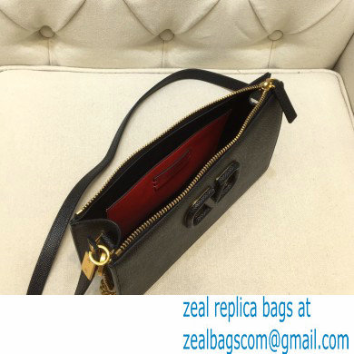 Valentino VSLING Grainy Calfskin Pouch Bag Black with Adjustable Strap 2020
