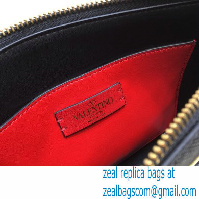 Valentino VSLING Grainy Calfskin Pouch Bag Black with Adjustable Strap 2020
