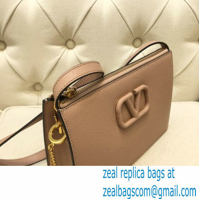 Valentino VSLING Grainy Calfskin Pouch Bag Nude with Adjustable Strap 2020