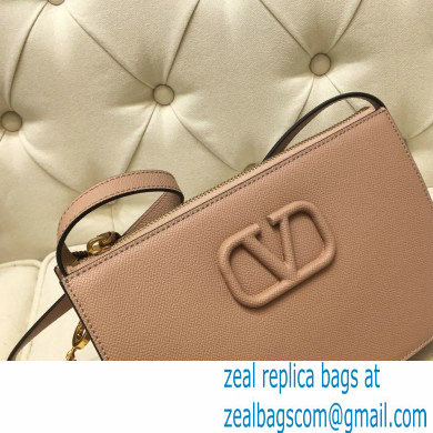 Valentino VSLING Grainy Calfskin Pouch Bag Nude with Adjustable Strap 2020