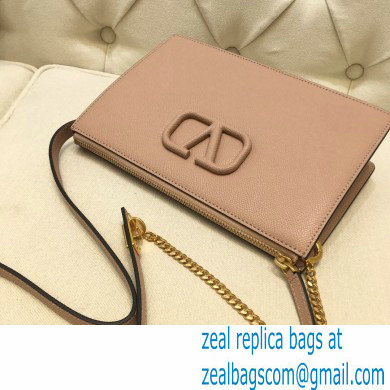 Valentino VSLING Grainy Calfskin Pouch Bag Nude with Adjustable Strap 2020