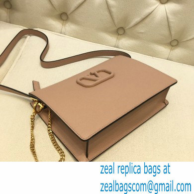 Valentino VSLING Grainy Calfskin Pouch Bag Nude with Adjustable Strap 2020
