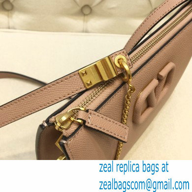 Valentino VSLING Grainy Calfskin Pouch Bag Nude with Adjustable Strap 2020