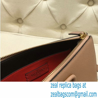 Valentino VSLING Grainy Calfskin Pouch Bag Nude with Adjustable Strap 2020