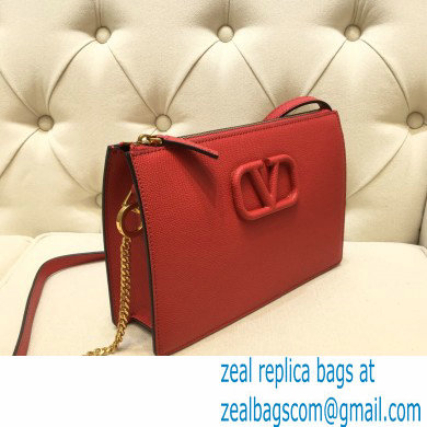 Valentino VSLING Grainy Calfskin Pouch Bag Red with Adjustable Strap 2020