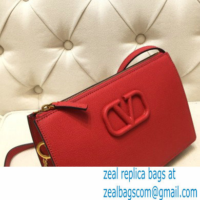 Valentino VSLING Grainy Calfskin Pouch Bag Red with Adjustable Strap 2020