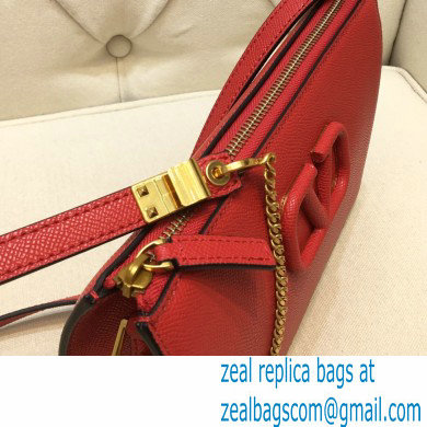 Valentino VSLING Grainy Calfskin Pouch Bag Red with Adjustable Strap 2020