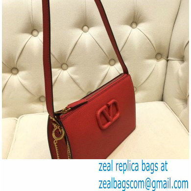 Valentino VSLING Grainy Calfskin Pouch Bag Red with Adjustable Strap 2020