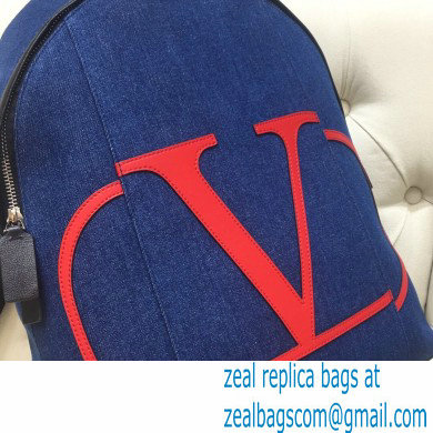 Valentino Vlogo Backpack Bag Denim Blue 2020 - Click Image to Close