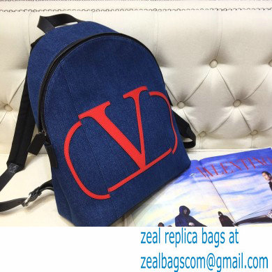 Valentino Vlogo Backpack Bag Denim Blue 2020