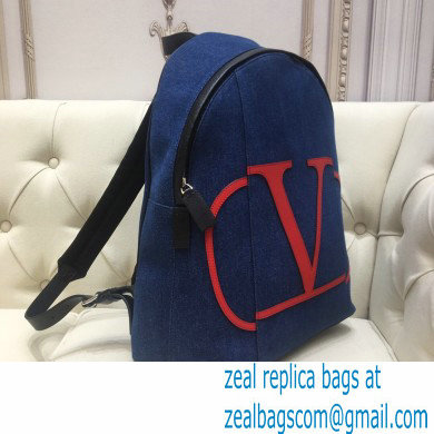 Valentino Vlogo Backpack Bag Denim Blue 2020