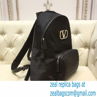 Valentino Vlogo Nylon Backpack Bag Black 2020 - Click Image to Close