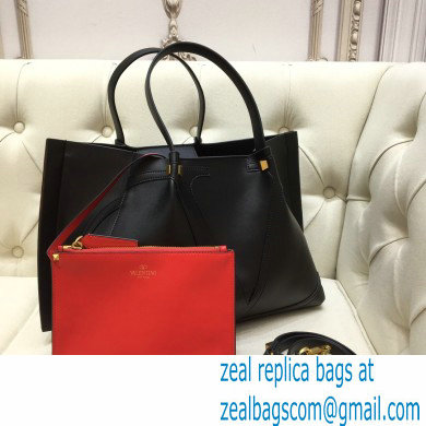 Valentino Vlogo Signature Large Shopping Tote Bag 9099 Black 2020